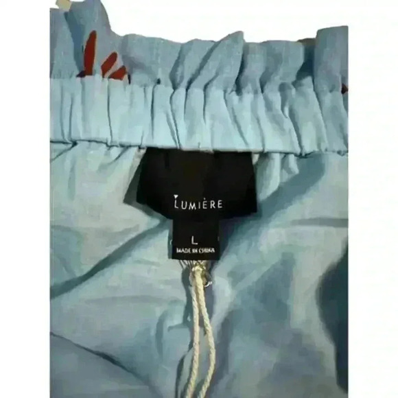 Lumiere Palm Leaf Blue Halter‎ crop top - Picture 3 of 6